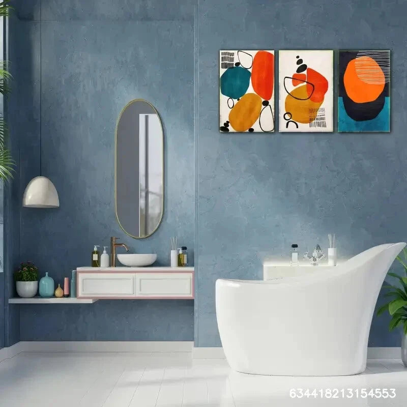 3pcs Line Geometric Pattern Abstract Art Metal Print Ready to Hang Art