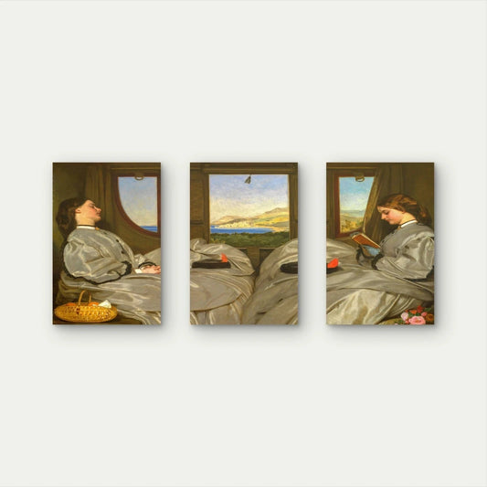 3pcs Classical Victorian Woman Antique Painting Wall Art Set Canvas Framed 50x70cm - High Quality Print 100% Australian Made Wall Canvas Ready to Hang
