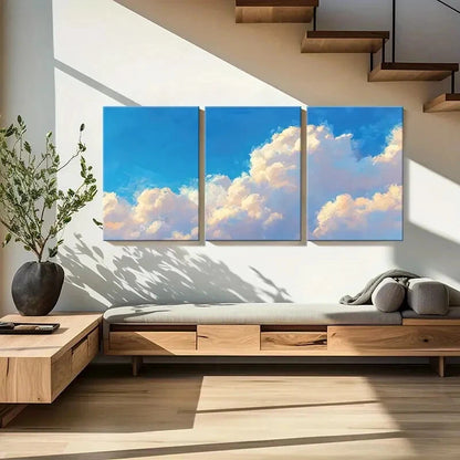 3pcs Modern Abstract Sky & Cloud Tranquil Nature Metal Print Ready to Hang Art