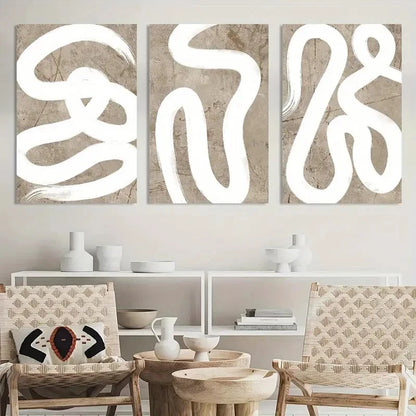 3pcs Painting Abstract Shapes Printing Metal Print Ready to Hang Art