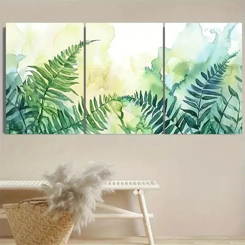 3pcs Fern Floral Wall Art Set Canvas Unframed - High Quality Print 100% Australian Made Wall Canvas