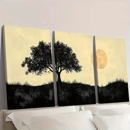 3pcs Abstract Oak Tree AT Wall Art Set Canvas Framed 60x90cm - High Quality Print 100% Australian Made Wall Canvas Ready to Hang