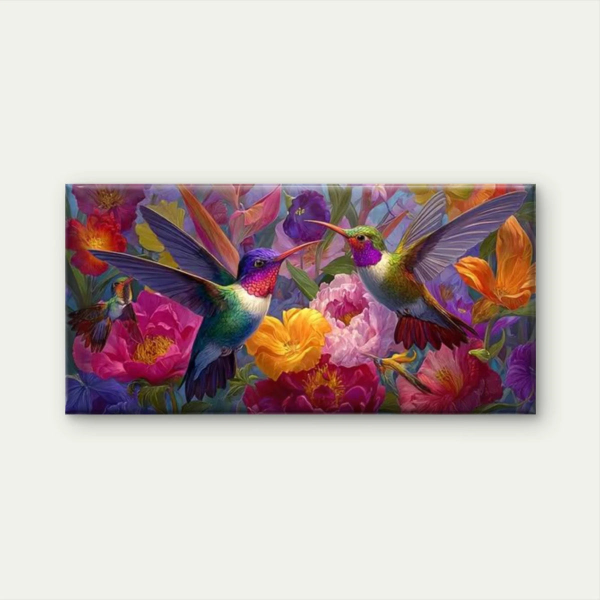 Colorful Bird & Flower Wall Art Canvas Office Home Room Framed 120x60cm