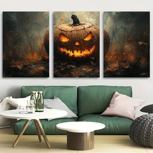 3pcs Portrait Of Jack The Jack O Lantern Metal Print Ready to Hang Art