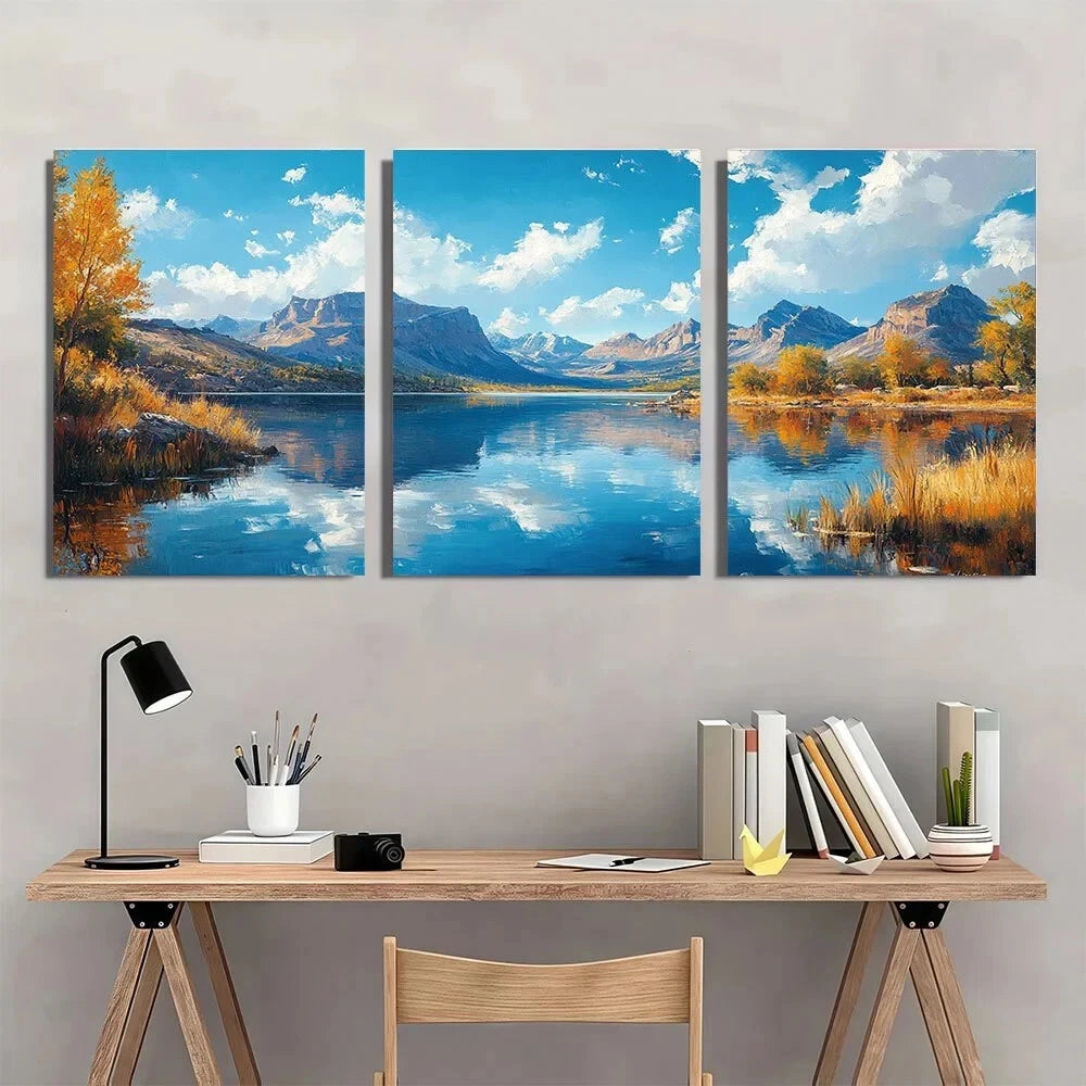 3pcs Serene Lake Greeson Arizona Metal Print Ready to Hang Art
