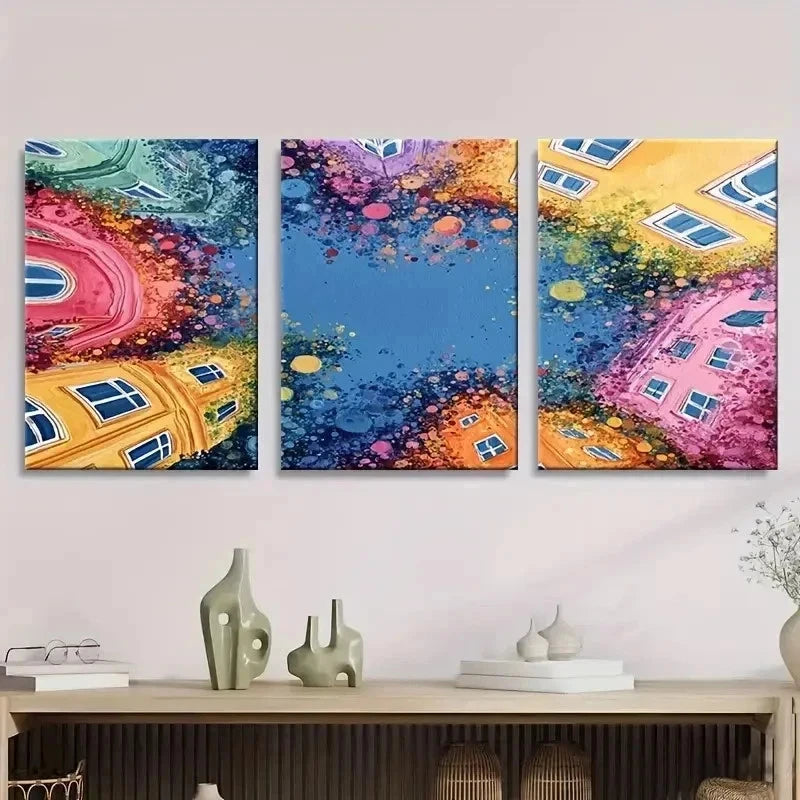 3pcs Abstract Art In The Center Wall Art Set Canvas Framed 60x90cm - High Quality Print 100% Australian Made Wall Canvas Ready to Hang