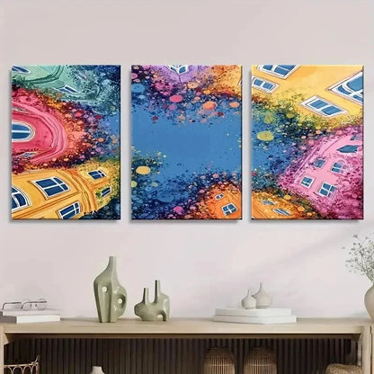 3pcs Abstract Art In The Center Wall Art Set Canvas Framed 60x90cm - High Quality Print 100% Australian Made Wall Canvas Ready to Hang