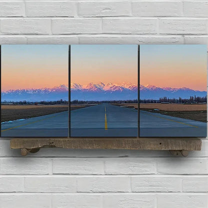 3pcs Sunset Glow Highway Road Trio Metal Print Ready to Hang Art