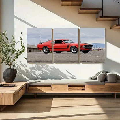 3pcs Vibrant Red Sports Car Decor Wall Art Set Canvas Framed 40x60cm - High Quality Print 100% Australian Made Wall Canvas Ready to Hang