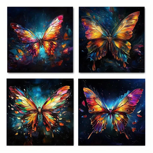 4pcsColorful butterfliesWall Art Canvas Framed