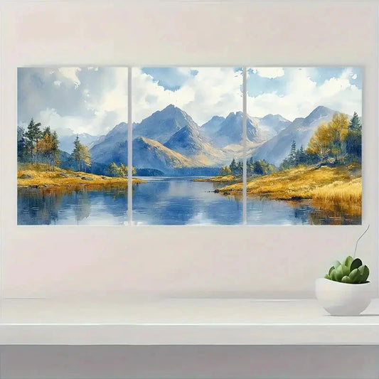 3pcs Highland Landscape Glen Coe Watercolor Metal Print Ready to Hang Art