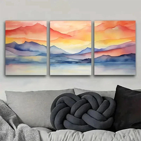 3pcs Vibrant Mountain & Lake Design Wall Art Set Canvas Framed 60x90cm - High Quality Print 100% Australian Made Wall Canvas Ready to Hang