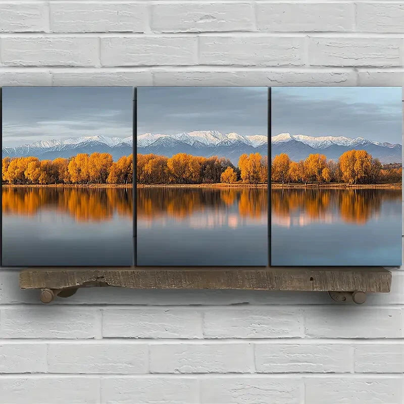 3pcs The Scenery On The Lake Nature Metal Print Ready to Hang Art