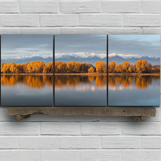 3pcs The Scenery On The Lake Nature Metal Print Ready to Hang Art