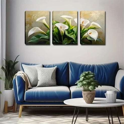3pcs Water Lily Flower Reflection Wall Art Canvas Unframed - High Quality Print 100% Australian Made Wall Canvas