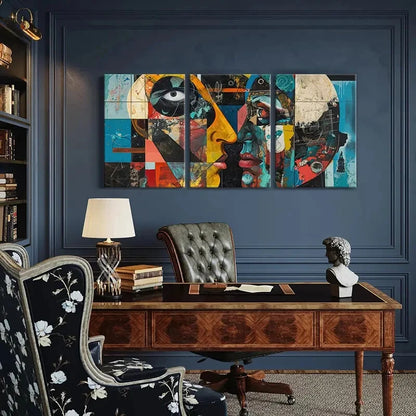 3pcs Abstract Geometric Shapes Vibrant Colors Metal Print Ready to Hang Art