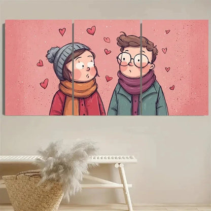 3pcs Anniversary Funny Love Couple Art Wall Art Set Canvas Framed 50x70cm - High Quality Print 100% Australian Made Wall Canvas Ready to Hang