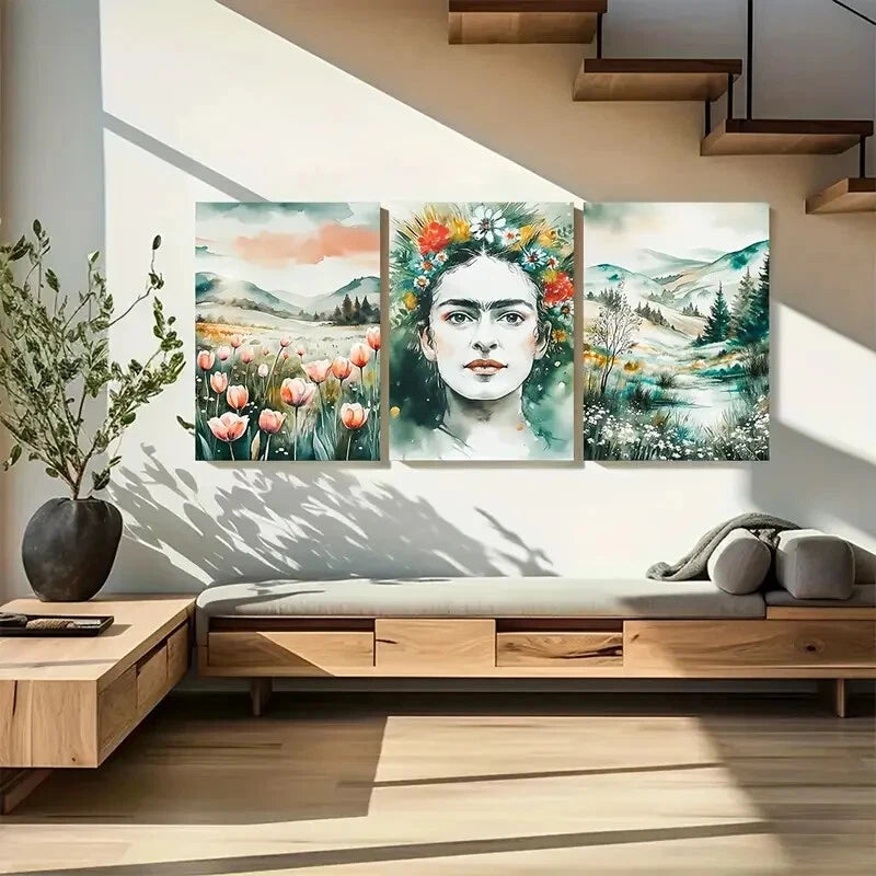 3pcs Vibrant Nature Scenery with Florals Design Metal Print Ready to Hang Art