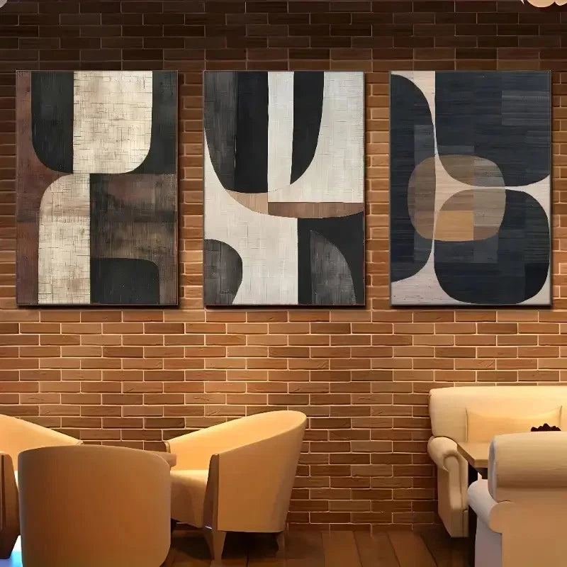 3pcs Modern Abstract Beige Vase Style  Wall Art Set Canvas Framed 40x60cm - High Quality Print 100% Australian Made Wall Canvas Ready to Hang