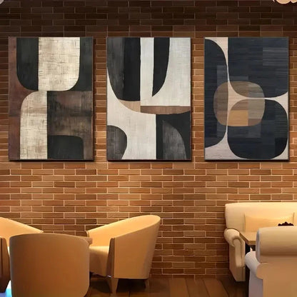 3pcs Modern Abstract Beige Vase Style  Wall Art Set Canvas Framed 40x60cm - High Quality Print 100% Australian Made Wall Canvas Ready to Hang