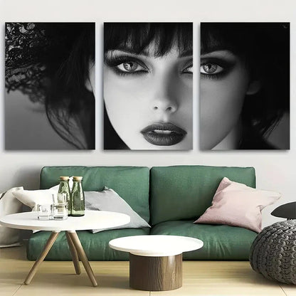 3pcs Elegant Femme Fatale Canvas Noir Portrait Metal Print Ready to Hang Art