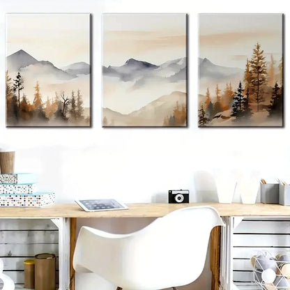 3pcs Abstract Forest Landscape Natural Scenery Metal Print Ready to Hang Art