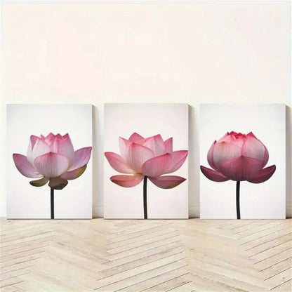 3pcs Pink & White Botanical Minimalist Metal Print Ready to Hang Art