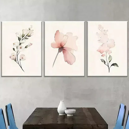 3pcs Modern Floral Pink Peonies White Flowers Wall Art Canvas Unframed - High Quality Print 100% Australian Made Wall Canvas