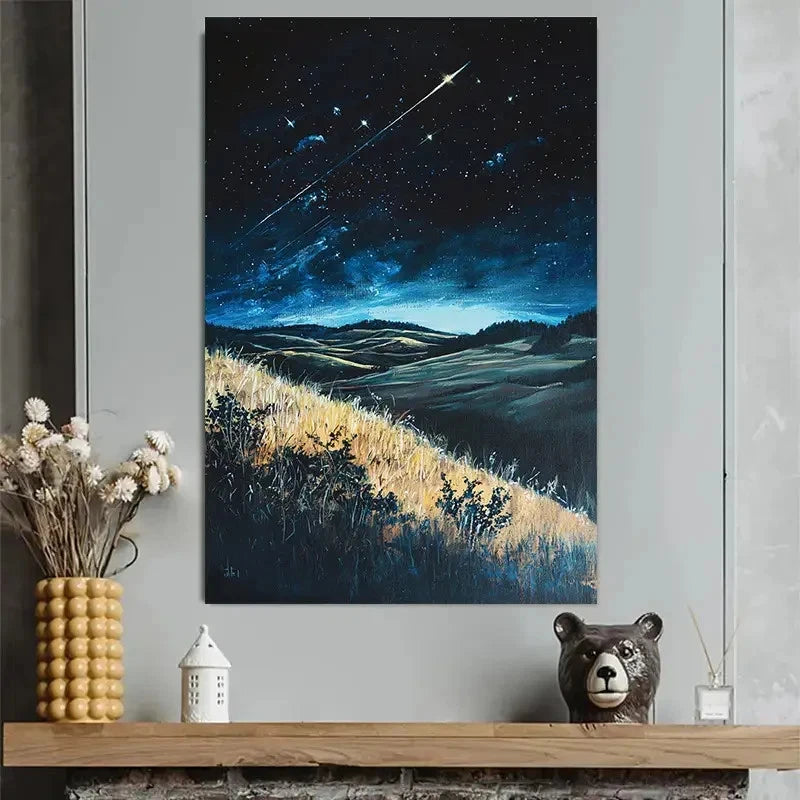 Meteor Shower Starry Night Sky Poster 40x60cm Metal Print Ready to Hang