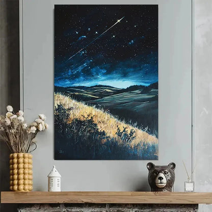 Meteor Shower Starry Night Sky Poster 40x60cm Metal Print Ready to Hang