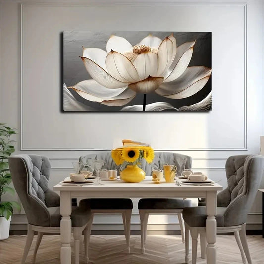 Elegant Lotus Flower Wall Art Canvas Office Home Room Framed 120x60cm