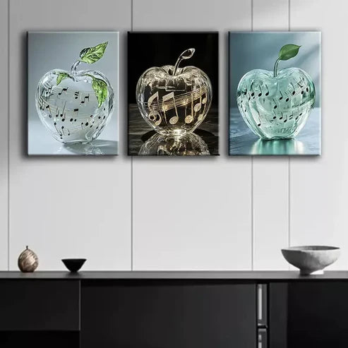 3pcs Notes Apple Canvas Framed 60x90cm - High Quality Print 100% Australian Made Wall Canvas Ready to Hang