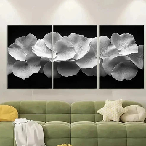 3pcs Black and White Delicate Rose Wall Art Set Canvas Unframed – High Quality Print 100% Australian Made Wall Canvas