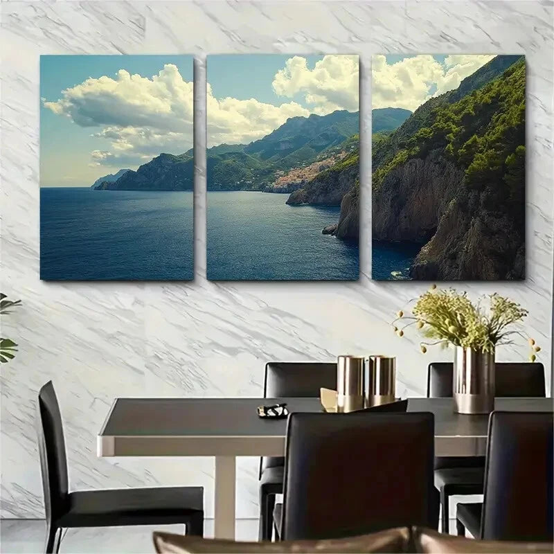3pcs Amalfi and Cinque Terre Italy Coastline Metal Print Ready to Hang Art