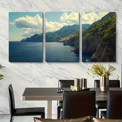 3pcs Amalfi and Cinque Terre Italy Coastline Metal Print Ready to Hang Art