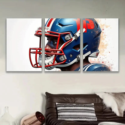 3pcs Watercolor Football Painting Wall Art Set Canvas Framed 60x90cm - High Quality Print 100% Australian Made Wall Canvas Ready to Hang