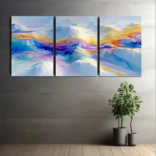 3pcs Colorful Clouds Abstract Painting Modern Art Metal Print Ready to Hang Art