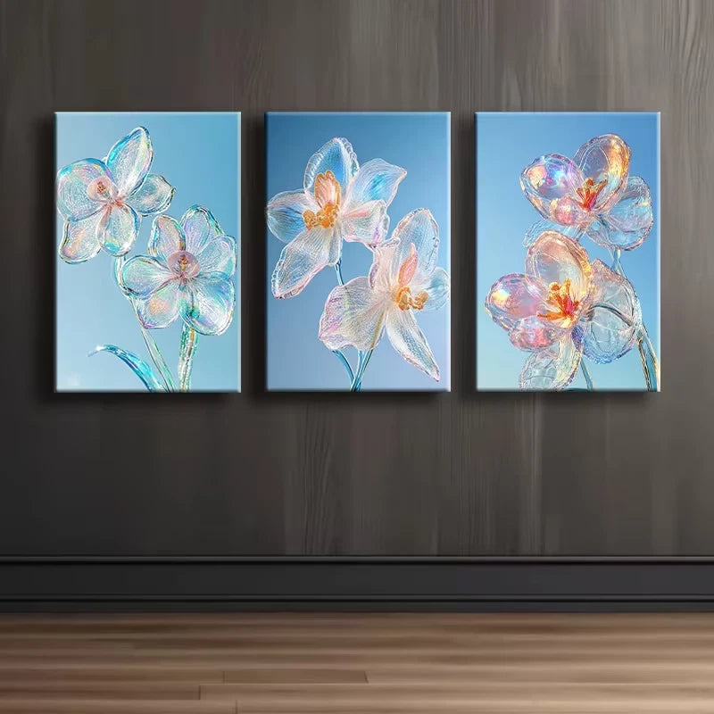 3pcs Luxurious Flowers under the Sky Wall Art Set Canvas Framed 60x90cm - High Quality Print 100% Australian Made Wall Canvas Ready to Hang