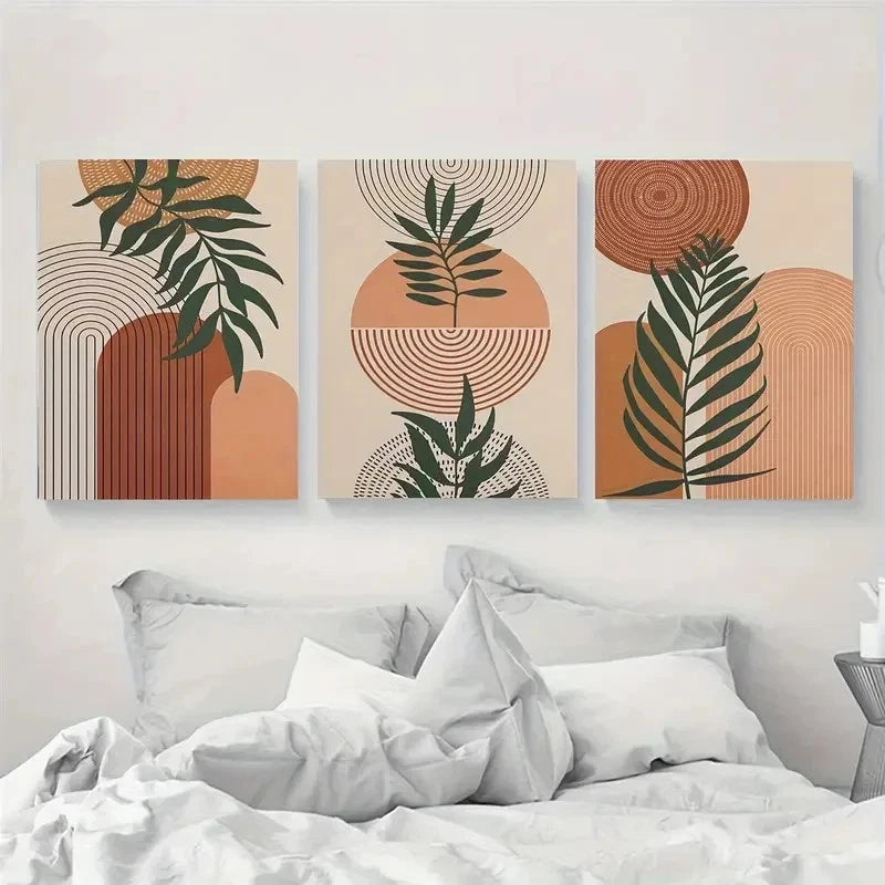3pcs Desert Tropical Jungle Leaf Landscape Metal Print Ready to Hang Art