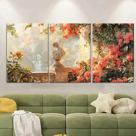 3pcs Vibrant Floral and Scenic Views Metal Print Ready to Hang Art
