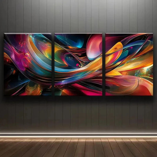 3pcs Abstract Liquid Color Painting Metal Print Ready to Hang Art