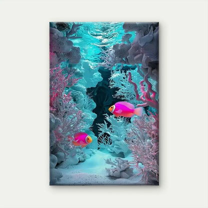 Vibrant Underwater Coral and Fishscape Metal Print Ready to Hang