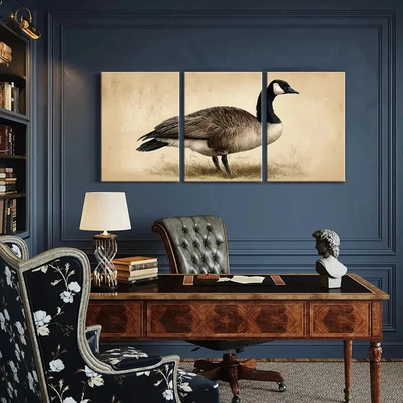 3pcs Artistic Canada Goose Illustration Wildlife Metal Print Ready to Hang Art
