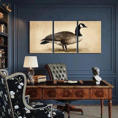 3pcs Artistic Canada Goose Illustration Wildlife Metal Print Ready to Hang Art