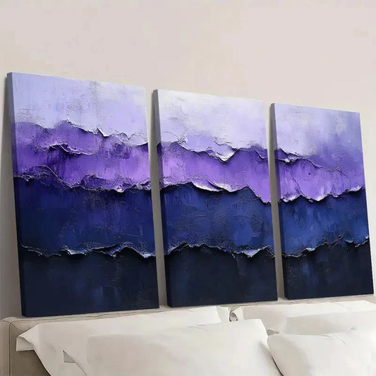 3pcs Minimalist Painting Purple Abstract VM  Wall Art Set Canvas Framed 40x60cm - High Quality Print 100% Australian Made Wall Canvas Ready to Hang