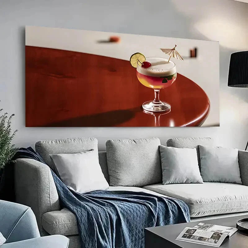 Garnished Cocktail Glass wall canvas office home room framed 120x60cm - Bella Home Decor