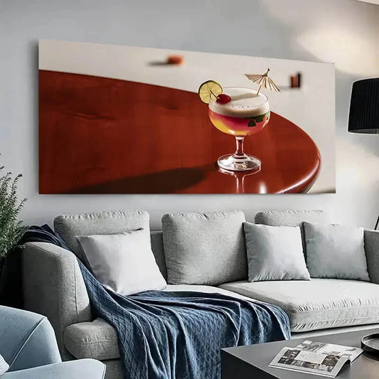 Garnished Cocktail Glass wall canvas office home room framed 120x60cm - Bella Home Decor