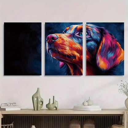 3pcs Colorful Dog Breed Vibrant Canine Metal Print Ready to Hang Art