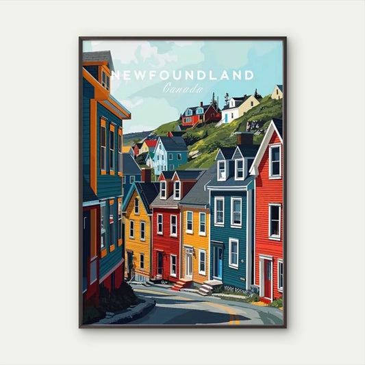 Vintage Newfoundland Canada Coastal Travel Poster Print Wall Art