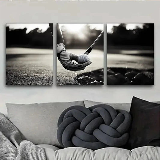 3pcs Modern Classic Black and White Metal Print Ready to Hang Art